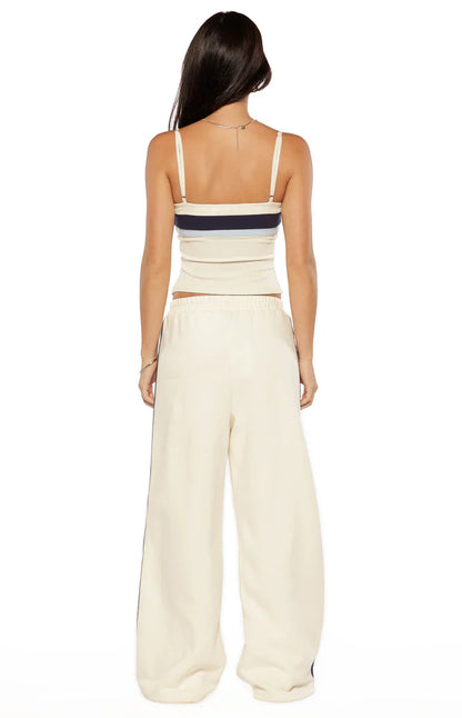 Leya White Contrast Stripe Pants