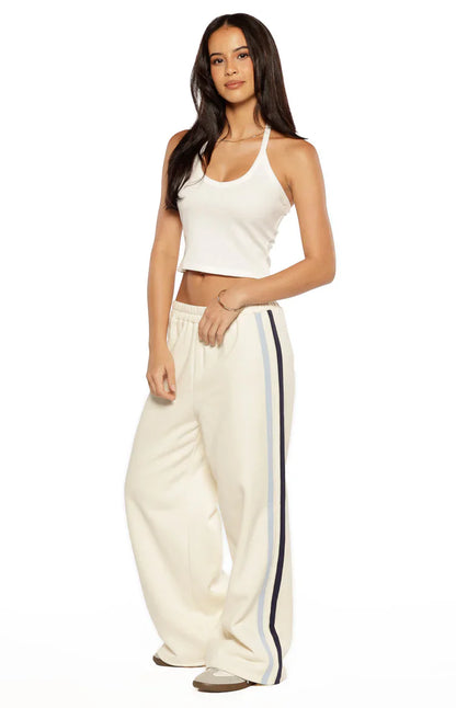 Leya White Contrast Stripe Pants