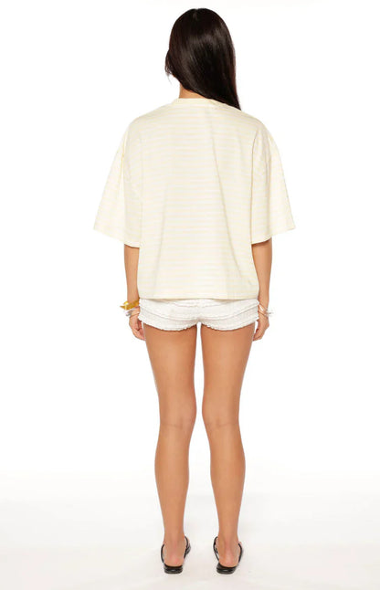 Lioness Bloom Short Sleeve Top Lemontini Stripe