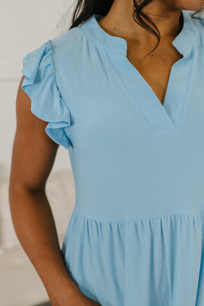 Hazel Blues® |  Lizzy Forever Flutter Sleeve Dress in Blue Crush
