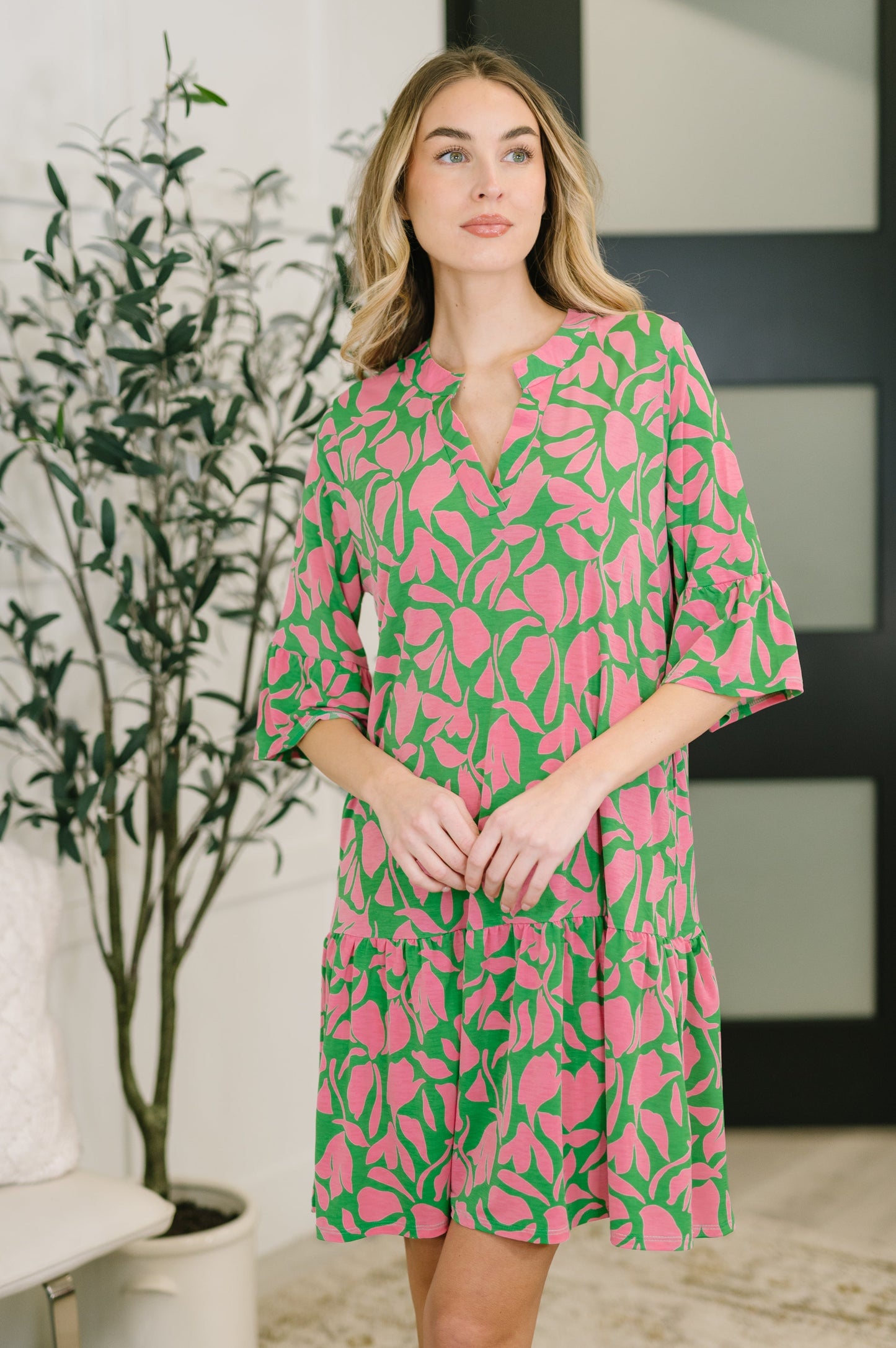 Hazel Blues® |  Lizzy Sunday Dress in Emerald Abstract Floral- 3/3/2026 NEW