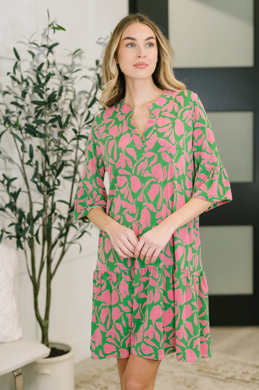 Hazel Blues® |  Lizzy Sunday Dress in Emerald Abstract Floral- 3/3/2026 NEW