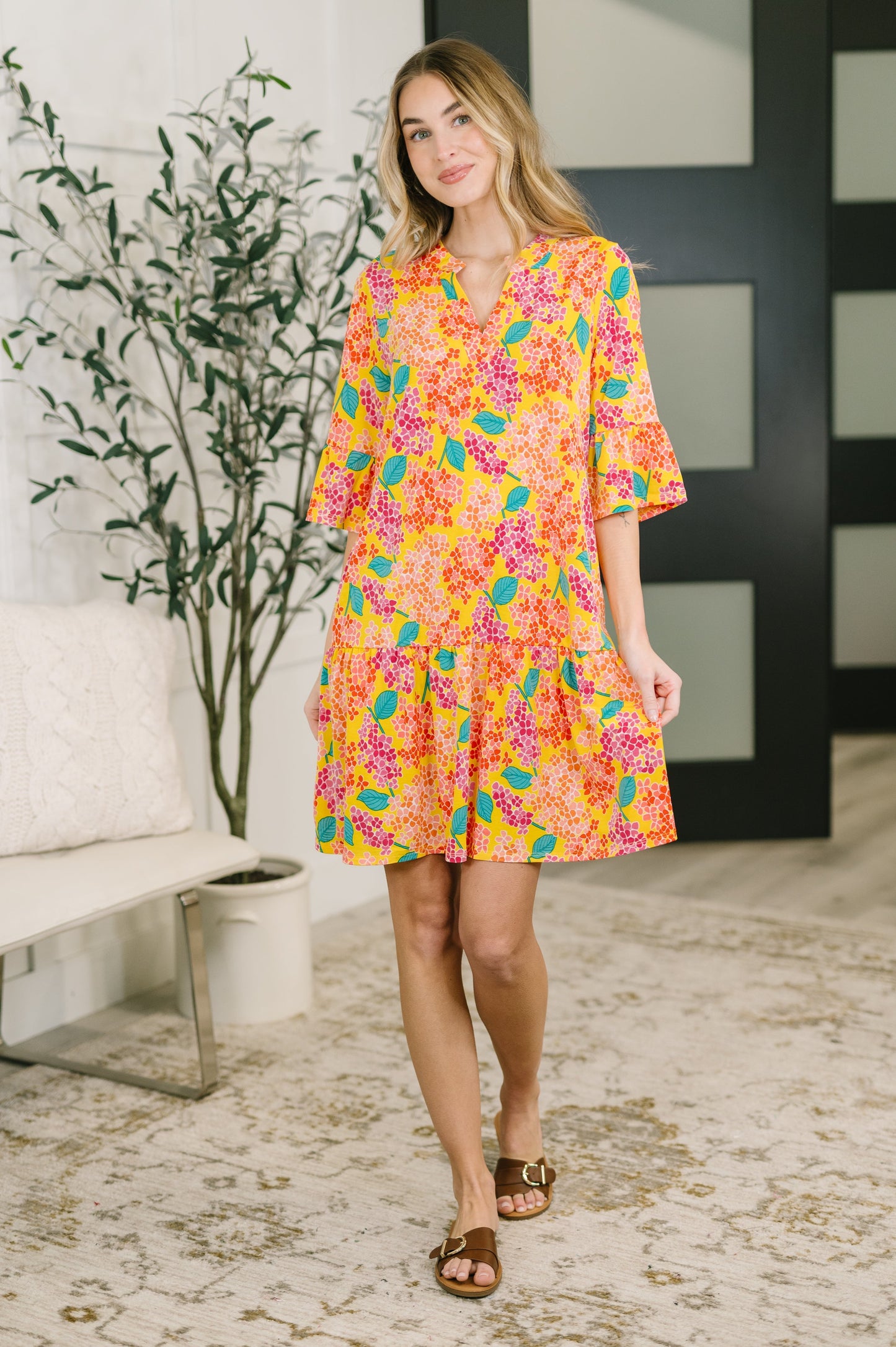 Hazel Blues® |  Lizzy Sunday Dress in Leaf Multi Floral- 3/3/2026 NEW