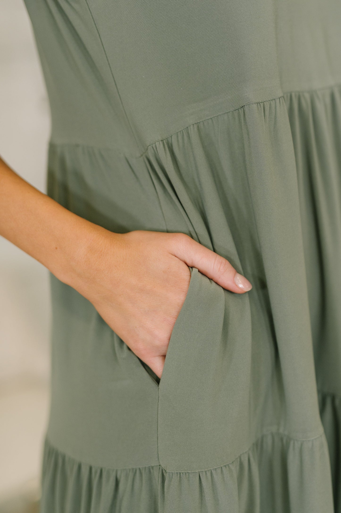 Hazel Blues® |  Lizzy Tiered Tank Dress in Pistachio