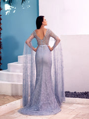 Modessa Couture M20363 Long Formal Mermaid Evening Cape Dress