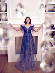 Modessa Couture M22404 A Line Long Formal Sequin Prom Dress