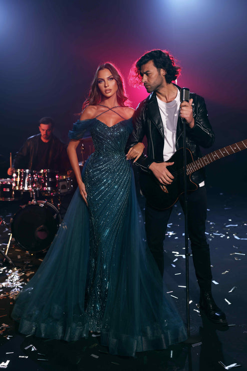 Modessa Couture M23504 Long Formal Beaded Overskirt Prom Dress