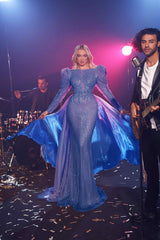 Modessa Couture M23516 Long Sleeve Formal Overskirt Evening Dress