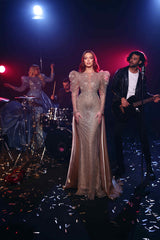 Modessa Couture M23516 Long Sleeve Formal Overskirt Evening Dress