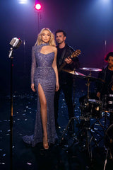 Modessa Couture M23518 Beaded Slit Long Formal Evening Prom Dress