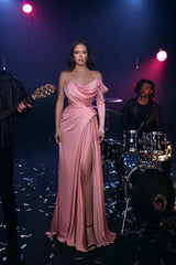 Modessa Couture M23531 Pleated Long Formal Slit Evening Prom Dress