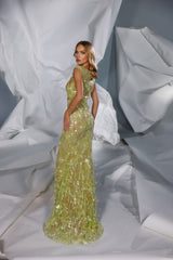 Modessa Couture M24624 Fitted Long Formal Feather Slit Evening Dress