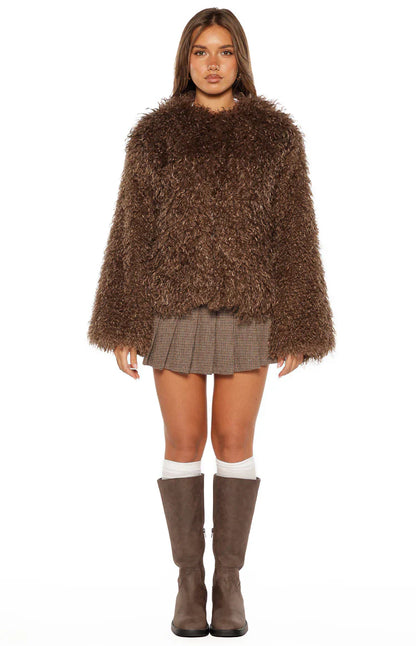 Margot Brown Shaggy Fur Jacket