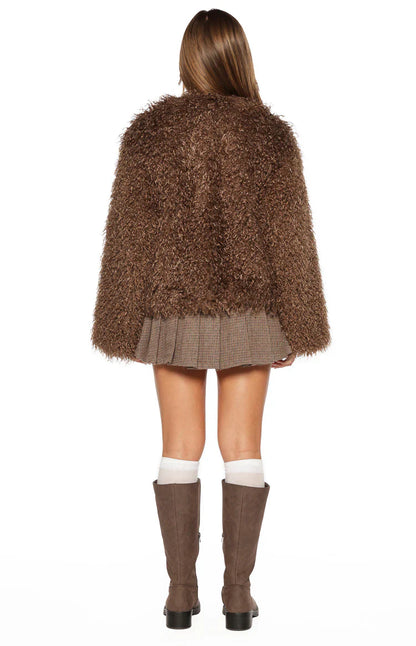 Margot Brown Shaggy Fur Jacket