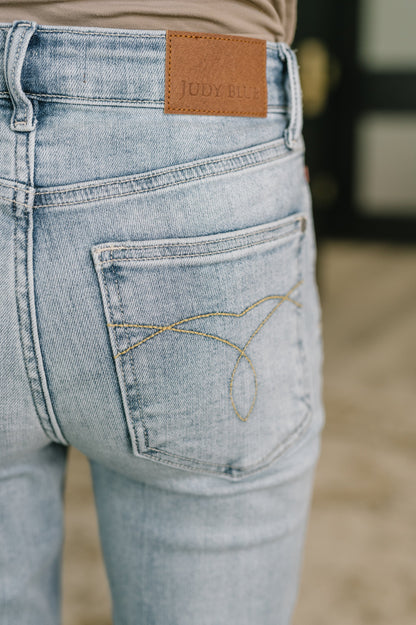 Hazel Blues® |  Mckaylee Mid Rise Kick Flare Jeans with Frayed Hem