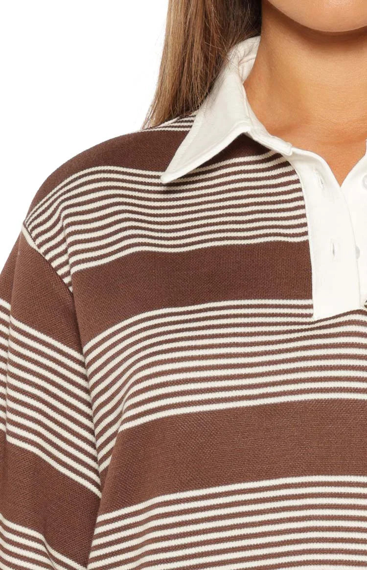 Mirabelle Brown Stripe Polo