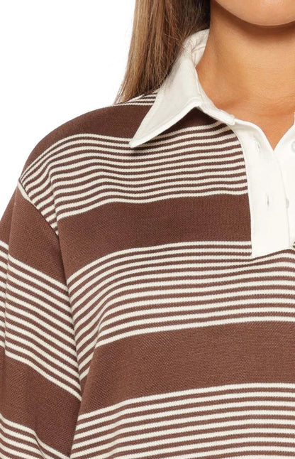 Mirabelle Brown Stripe Polo