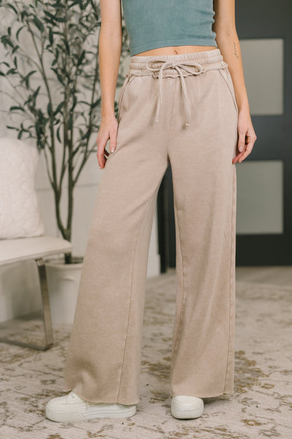 Hazel Blues® |  Nights Like This High Waist Palazzo Sweats in Ash Mocha