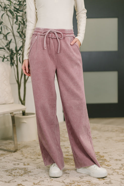 Hazel Blues® |  Nights Like This High Waist Palazzo Sweats in Light Rose