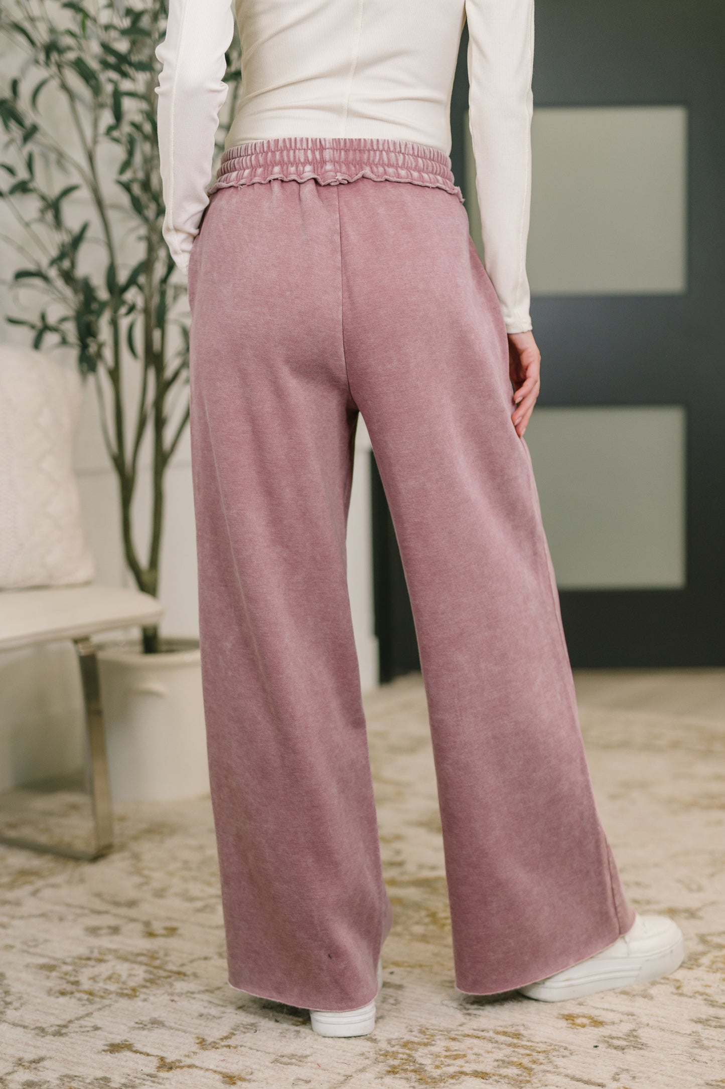 Hazel Blues® |  Nights Like This High Waist Palazzo Sweats in Light Rose