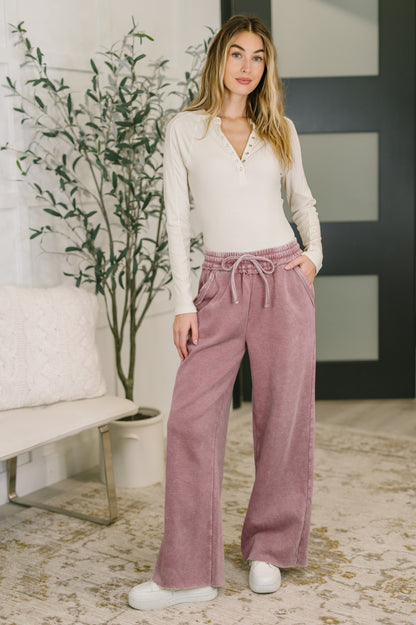 Hazel Blues® |  Nights Like This High Waist Palazzo Sweats in Light Rose