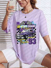 Loose Letter Car Print Simple Top