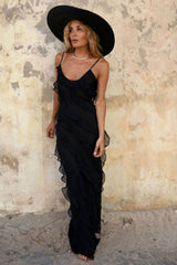 Backless Sling U-Neck Off-Shoulder Maxi Dress