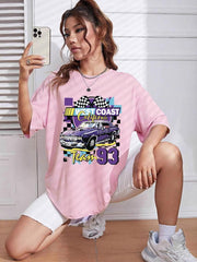 Loose Letter Car Print Simple Top
