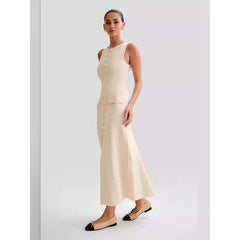 Temperament Sleeveless Round Neck Slim Long Dress