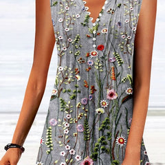 Floral Buttoned Sleeveless summer Dress