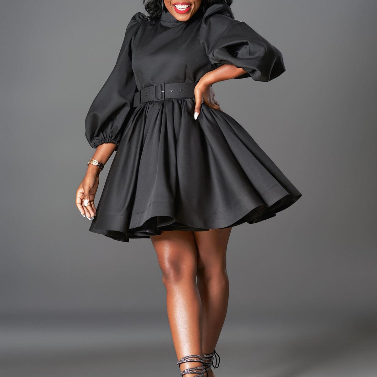 Puff Sleeve Waist Dress