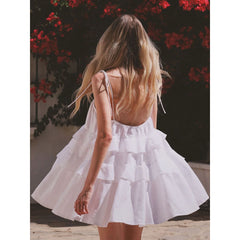 Ruffled Cake Backless Suspender Mini Dress
