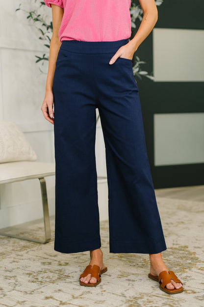 Hazel Blues® |  Only Pair High Waisted Wide Leg Bottoms in Navy
