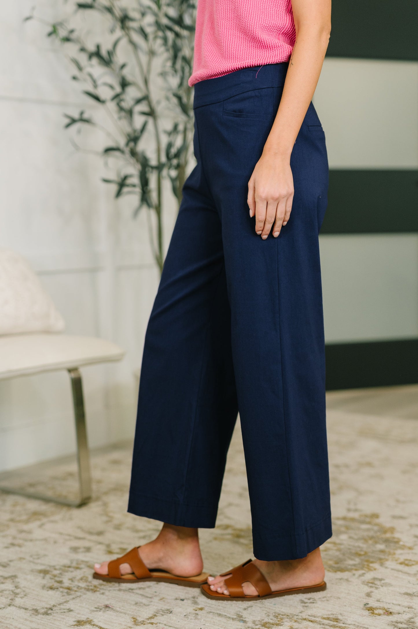 Hazel Blues® |  Only Pair High Waisted Wide Leg Bottoms in Navy
