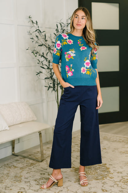 Hazel Blues® |  Only Pair High Waisted Wide Leg Bottoms in Navy