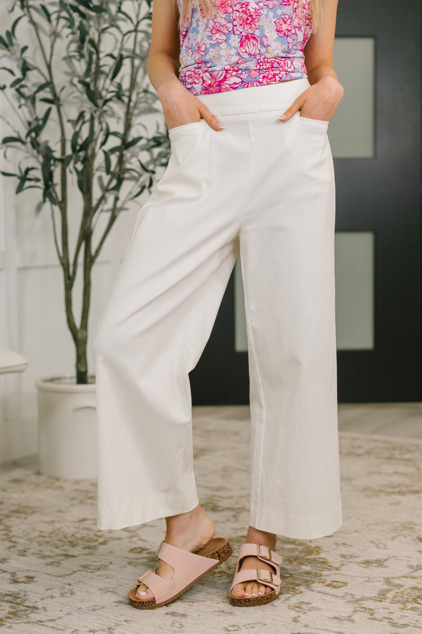 Hazel Blues® |  Only Pair High Waisted Wide Leg Bottoms in Off White