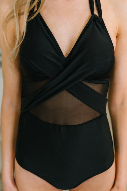 Hazel Blues® | Palma Mesh Detail Halter Swimsuit