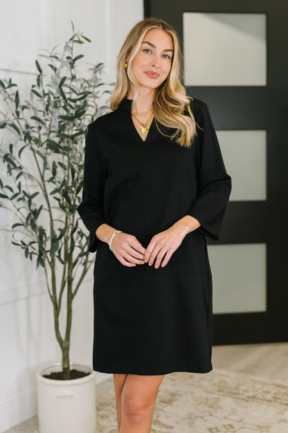 Hazel Blues® |  Portfolio Quarter Sleeve Dress in Black