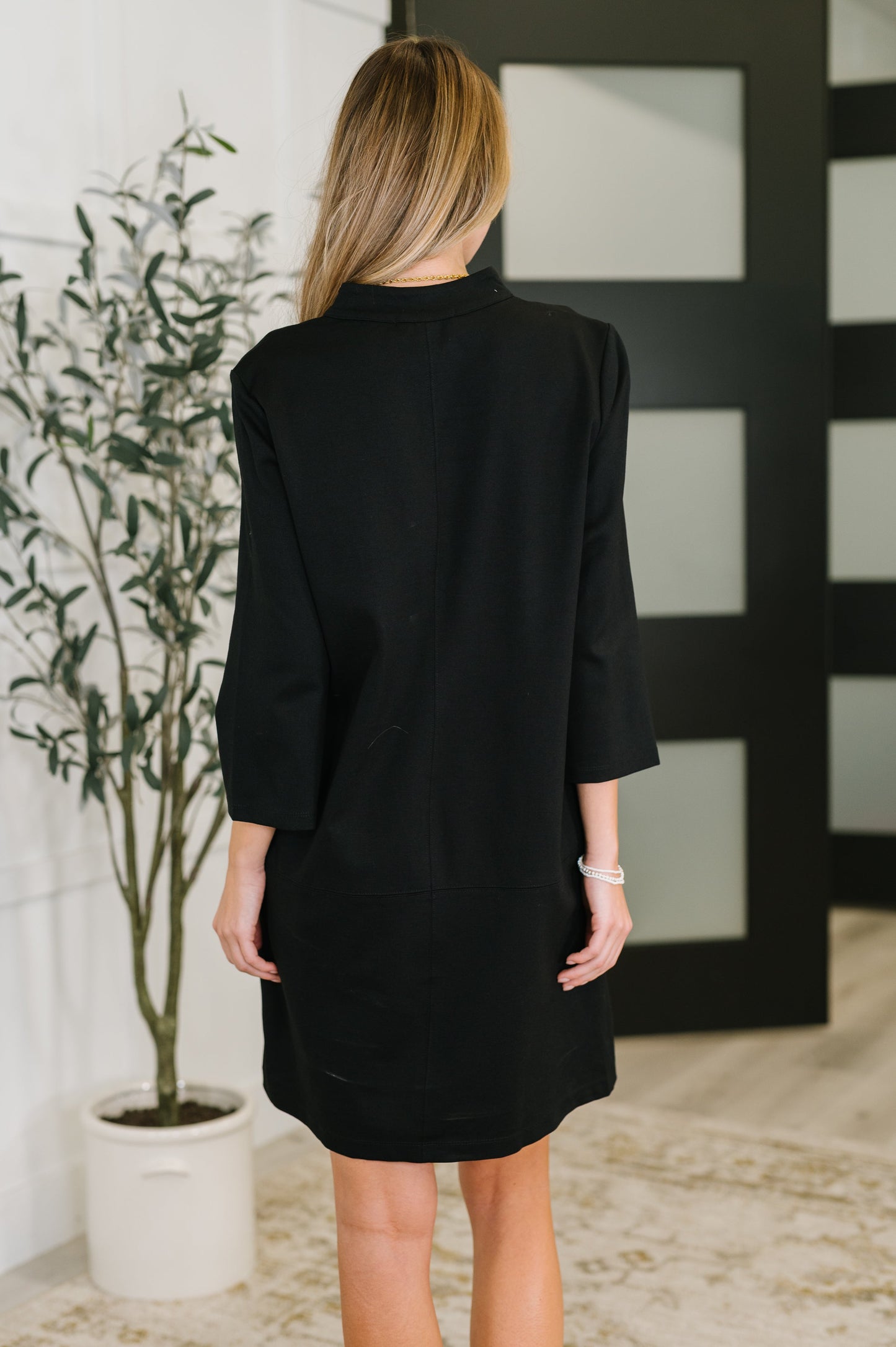 Hazel Blues® |  Portfolio Quarter Sleeve Dress in Black