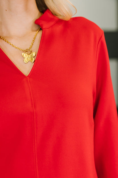 Hazel Blues® |  Portfolio Quarter Sleeve Dress in Red