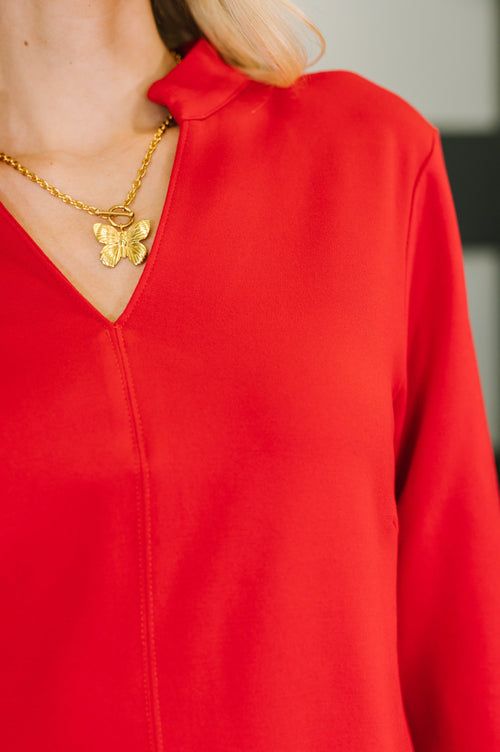 Hazel Blues® |  Portfolio Quarter Sleeve Dress in Red