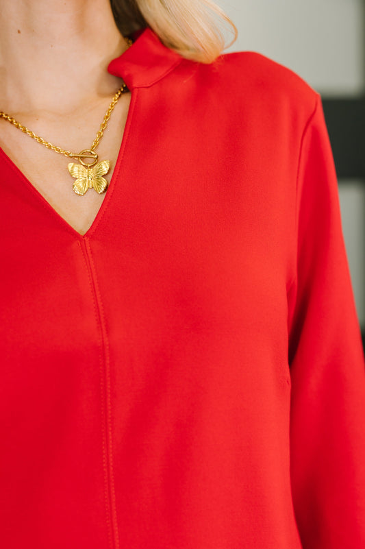 Hazel Blues® |  Portfolio Quarter Sleeve Dress in Red