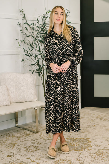 Hazel Blues® |  Promotional Proposal Collared Dress in Black and Khaki
