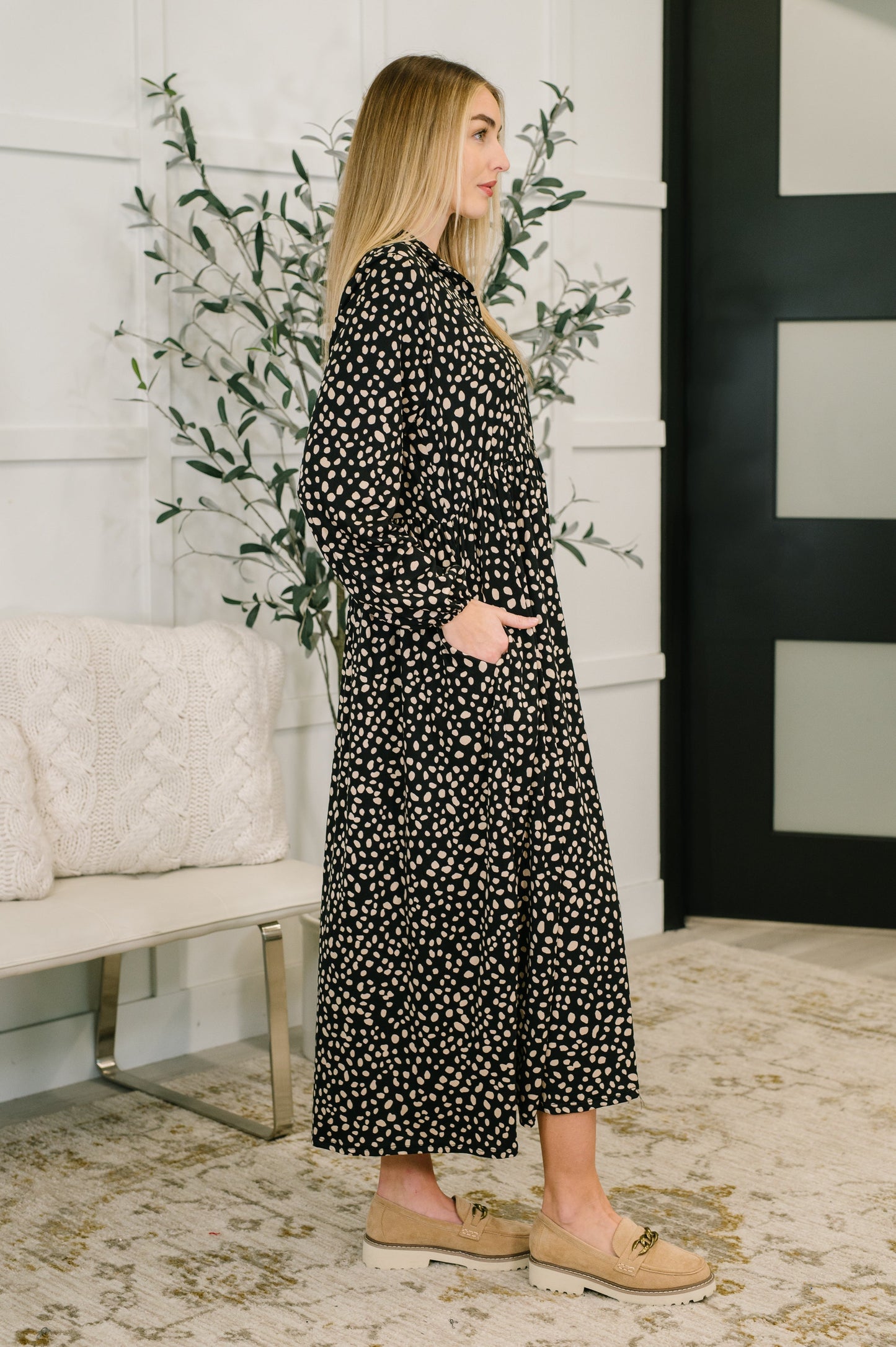 Hazel Blues® |  Promotional Proposal Collared Dress in Black and Khaki