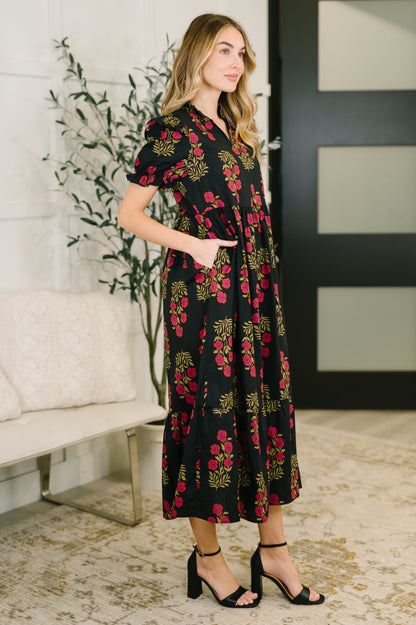 Hazel Blues® |  Quiet Life Notch Neck Tiered Dress in Black