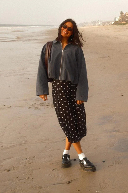 River Steel Grey Suedette Bubble Hem Bomber Jacket