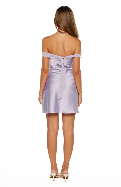 Sandie Lilac Off The Shoulder Mini Dress