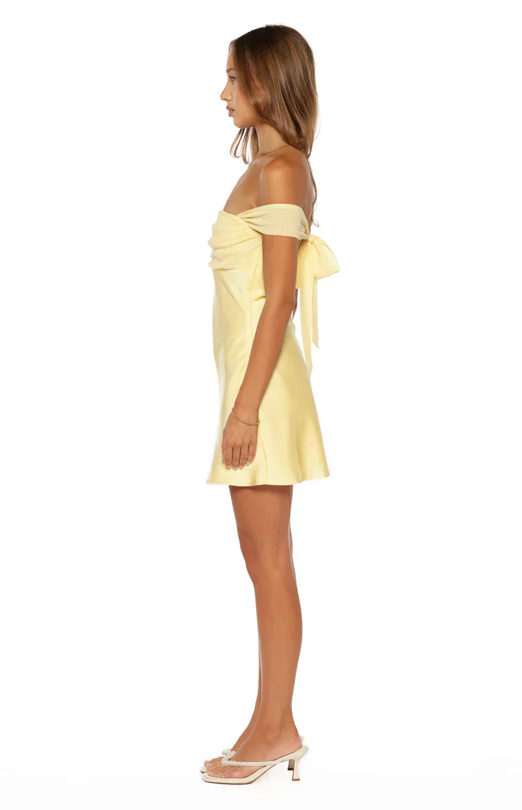 Sandie Yellow Off The Shoulder Mini Dress