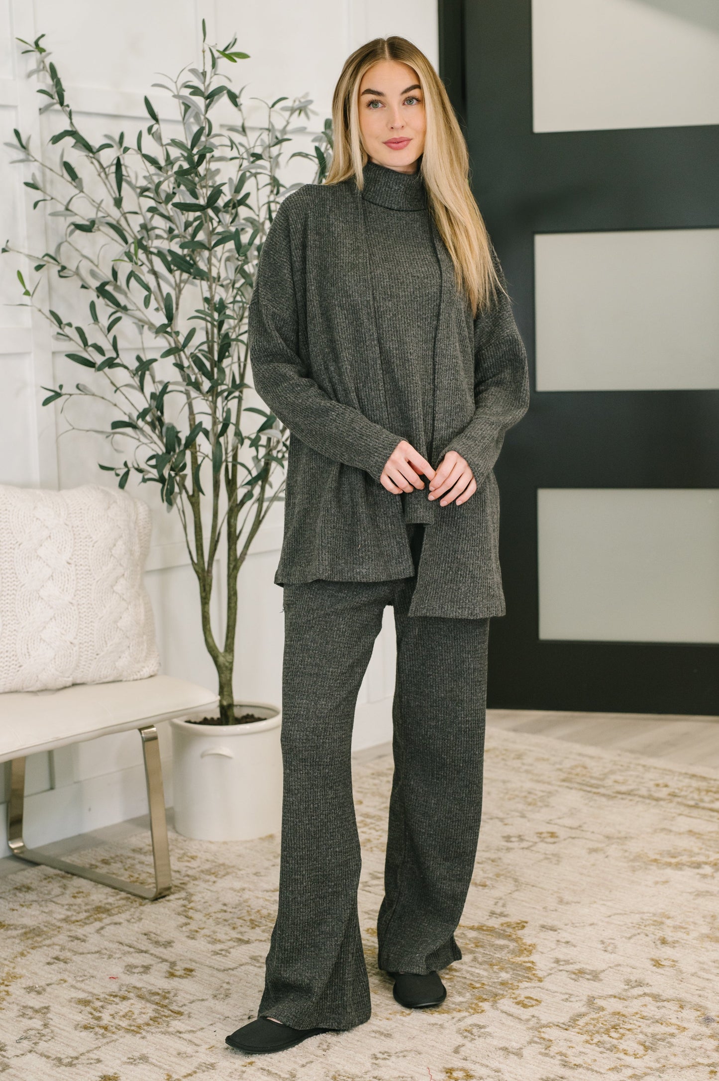 Hazel Blues® |  Signature Open Front Cardigan Set in Black