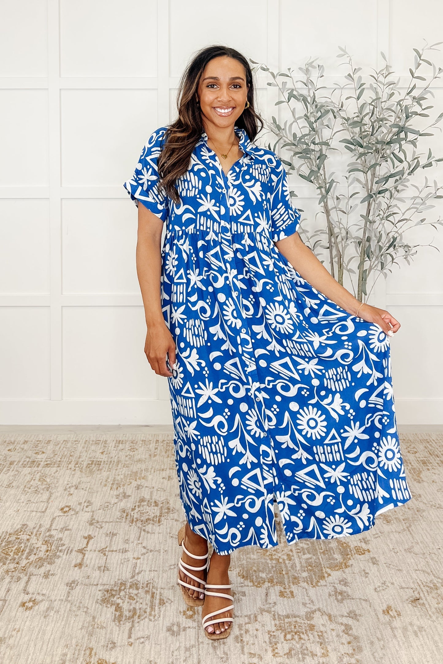 Hazel Blues® |  Soft Sonata V-Neck Dress in Blue